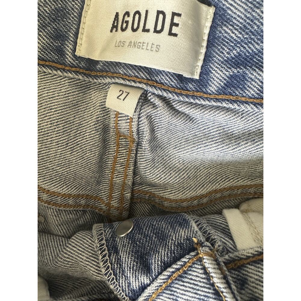 Agolde Parker Cut Off Distressed Jean Shorts Raw Hem Blue Denim Women's Size 27 - Picture 6 of 12